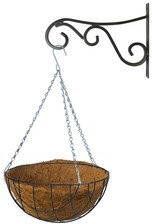 Merkloos Hanging basket 30 cm met metalen muurhaak en kokos inlegvel Complete hangmand set van gietmetaal Plantenbakken
