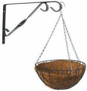 Merkloos Hanging basket groen 30 cm met klassieke muurhaak groen en kokos inlegvel metaal complete hangmand set Plantenbakken