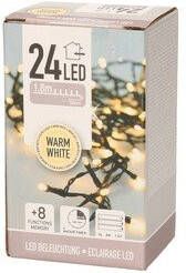 Merkloos Kerstverlichting 24 LED lampjes warm wit op batterij met timer 2 M Kerstverlichting kerstboom
