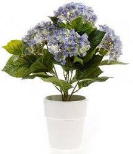 Merkloos Kunstplant Hortensia blauw in pot 37 cm Kamerplant blauwe Hortensia Kunstplanten