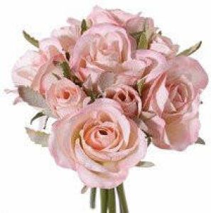 Merkloos Luxe boeket kunstbloemen roze rozen 20 cm Bruidsboeketten Kunstbloemen