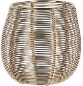 Merkloos Metalen design windlicht kaarsenhouder goud 9.5 cm Theelichtjes waxinelichtjes kaarsen houder Waxinelichtjeshouders
