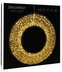Merkloos Metalen krans verlichte decoratie ring met warm wit licht 38 cm met timer Kerstverlichting verlichte figuren kerstverlichting figuur