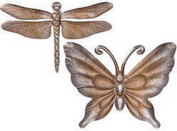 Merkloos Set van 2x stuks metalen vlinder en libelle donkerbruin brons 29 en 49 cm tuin decoratie Tuindecoratie libellen en vlinders Tuinbeelden