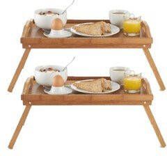 Merkloos Set van 2x stuks ontbijt op bed dienblad tafeltjes hout 50 x 30 cm Bedtafel dienblad serveerblad Dienbladen