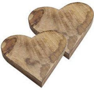 Merkloos Set van 2x stuks serveerplank dienbladen hart hout 26 cm Hart dienbladenen van hout Dienbladen