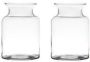 Merkloos Set van 2x stuks transparante home-basics vaas vazen van glas 20 x 14 cm Bloemen takken boeketten vaas voor binnen gebruik Vazen - Thumbnail 2