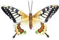 Merkloos Tuindecoratie vlinder van metaal geel zwart 37 cm Metalen schutting decoratie vlinders Dierenbeelden tuindecoratie