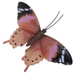 Merkloos Tuin schutting decoratie roestbruin roze vlinder 35 cm Tuin schutting schuur versiering docoratie Metalen vlinders Tuinbeelden