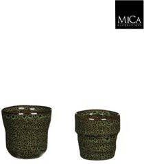 Mica Decorations 5 stuks Bloempot Stef pot rond groen 2 assorti h7 5d7 5 cm