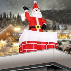 monzana Opblaasbare kerstman in schoorsteen beweegt omhoog en omlaag met LED verlichting