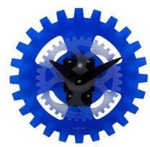 NeXtime Wandklok 35cm Acrylic -Bewegend- Blauw 'Moving Gears'