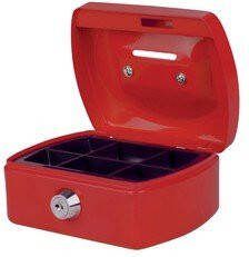 Pavo Geldkist met muntgleuf 125x95x60mm rood