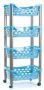 Forte Plastics Keukentrolley roltafel 4 laags kunststof blauw 40 x 88 cm Opberg trolley - Thumbnail 2