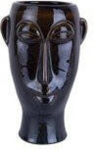 Present Time Plantenpot Mask Glazuur Donker Bruin Lang 17 2x16 2x27 2cm