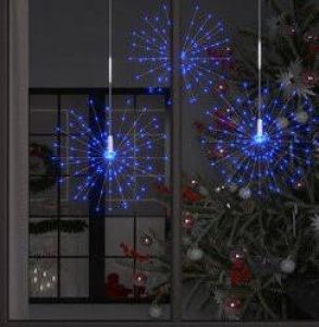 Prolenta Premium 10 st Kerstverlichting vuurwerk 1400 LED's buiten 20 cm blauw