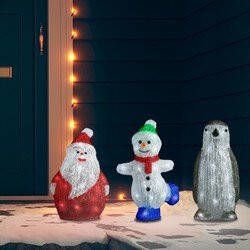 Prolenta Premium 3-delige Kerstfigurenset LED binnen en buiten acryl