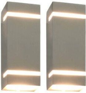 Prolenta Premium Buitenwandlampen 2 st 35 W rechthoekig zilverkleurig