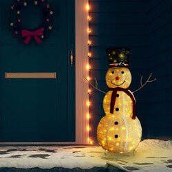 Prolenta Premium Decoratieve sneeuwpop LED 120 cm luxe stof