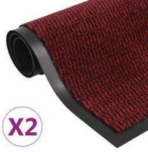 Prolenta Premium Droogloopmatten 2 st rechthoekig getuft 120x180 cm rood