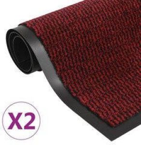 Prolenta Premium Droogloopmatten 2 st rechthoekig getuft 80x120 cm rood