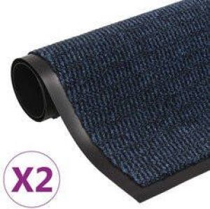 Prolenta Premium Droogloopmatten 2 st rechthoekig getuft 90x150 cm blauw