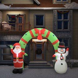 Prolenta Premium Kerstboog kerstman en sneeuwpop opblaasbaar LED 223 cm