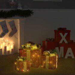 Prolenta Premium Kerstdecoratie geschenkdozen 3 st binnen buiten rood
