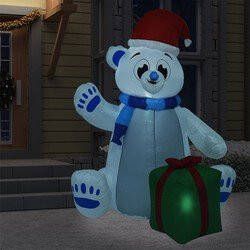Prolenta Premium Kerstfiguur ijsbeer opblaasbaar LED binnen en buiten 2 4 m