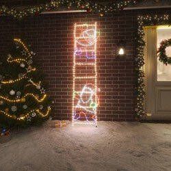 Prolenta Premium Kerstfiguur kerstman op ladder opvouwbaar met 552 LED's