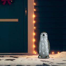 Prolenta Premium Kerstfiguur pinguïn LED binnen en buiten 30 cm acryl