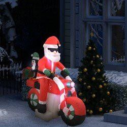 Prolenta Premium Kerstman opblaasbaar op motorfiets LED IP44 160 cm