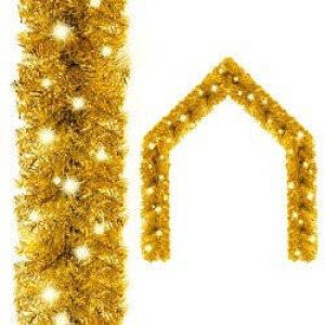 Prolenta Premium Kerstslinger met LED-lampjes 10 m goudkleurig