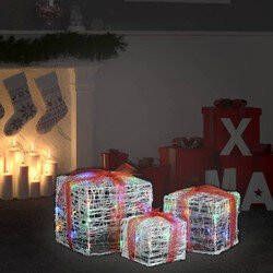 Prolenta Premium Kerstverlichting geschenkdozen 3 st decoratief acryl kleurrijk