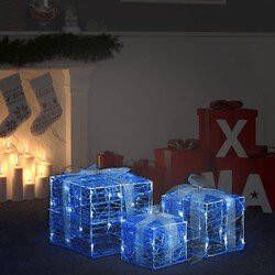 Prolenta Premium Kerstverlichting geschenkdozen 3 st decoratief acryl koudwit