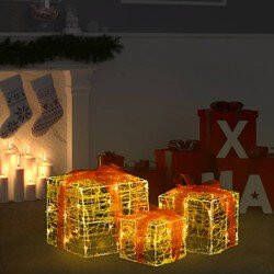 Prolenta Premium Kerstverlichting geschenkdozen 3 st decoratief acryl warmwit