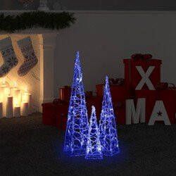 Prolenta Premium Lichtkegelset decoratief LED 30 45 60 cm acryl blauw