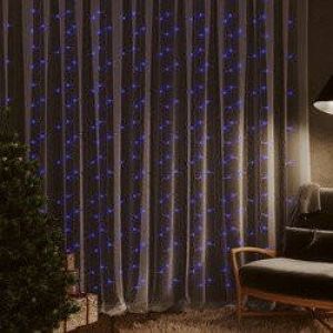 Prolenta Premium Lichtsnoergordijn met 300 LED's en 8 functies 3x3 m blauw