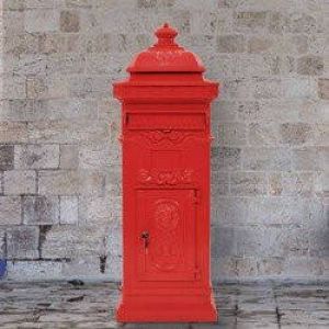 Prolenta Premium Pilaar brievenbus vintage stijl roestbestendig aluminium rood