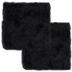 Prolenta Premium Stoelkussens 2 st 40x40 cm echt schapenvacht donkergrijs