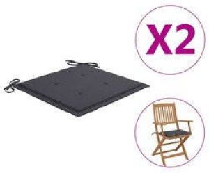 Prolenta Premium Tuinstoelkussens 2 st 40x40x3 cm stof antracietkleurig
