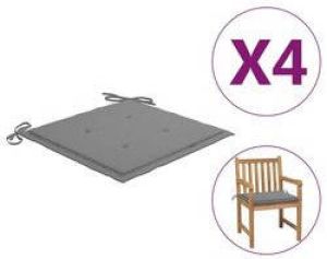 Prolenta Premium Tuinstoelkussens 4 st 50x50x3 cm stof grijs