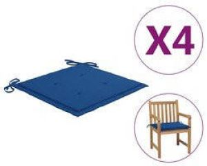 Prolenta Premium Tuinstoelkussens 4 st 50x50x3 cm stof koningsblauw