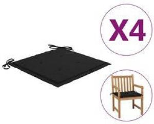 Prolenta Premium Tuinstoelkussens 4 st 50x50x3 cm stof zwart