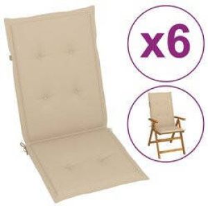 Prolenta Premium Tuinstoelkussens 6 st 120x50x3 cm beige