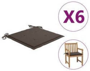 Prolenta Premium Tuinstoelkussens 6 st 50x50x3 cm stof taupe