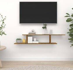 Prolenta Premium Tv-wandschap 125x18x23 cm bewerkt hout gerookt eikenkleurig