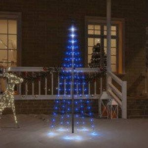 Prolenta Premium Vlaggenmast kerstboom 108 LED's blauw 180 cm
