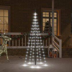 Prolenta Premium Vlaggenmast kerstboom 108 LED's koudwit 180 cm