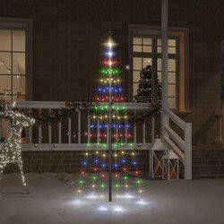 Prolenta Premium Vlaggenmast kerstboom 108 LED's meerkleurig 180 cm